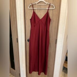 A New Day Womens Adjustable Spaghetti Strap Burgandy High Slit Dress Size S